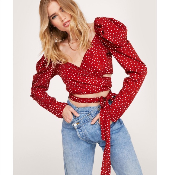 Nasty Gal puff sleeve wrap around crop top - Picture 1 of 4